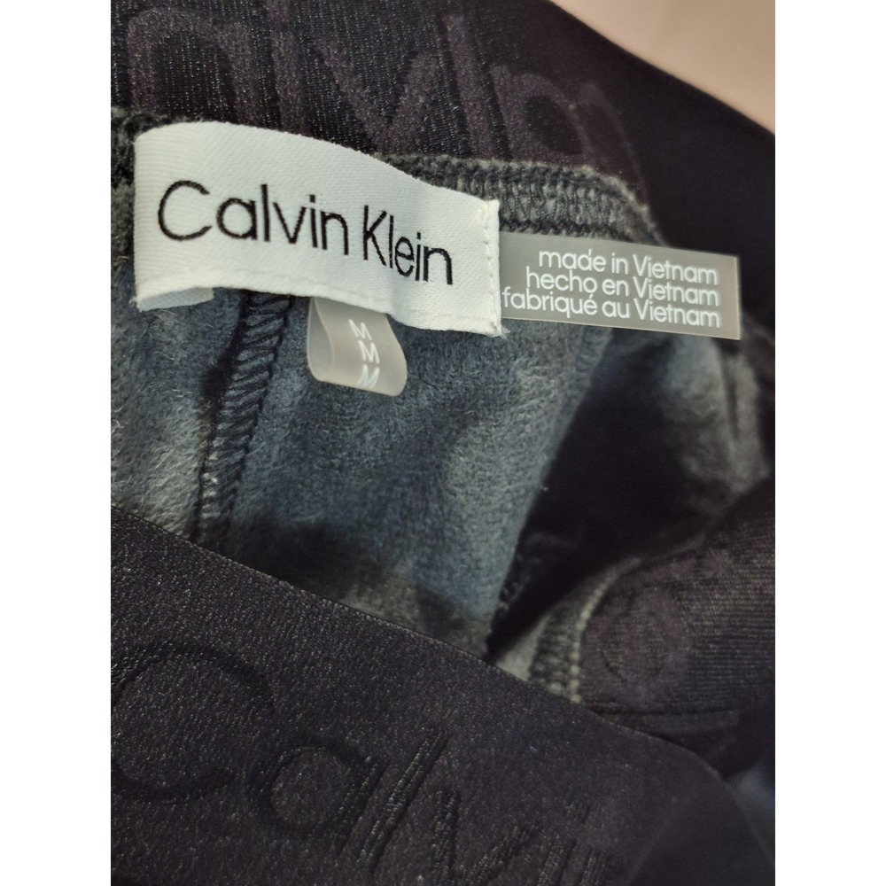 Calvin Klein Women's Medium Black Faux Leather Pants Straight Leg Y2K Sleek - Picture 8 of 10